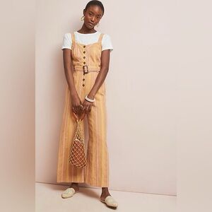 Anthropologie Arlene Orange Yellow Cream Striped Jumpsuit Size 0